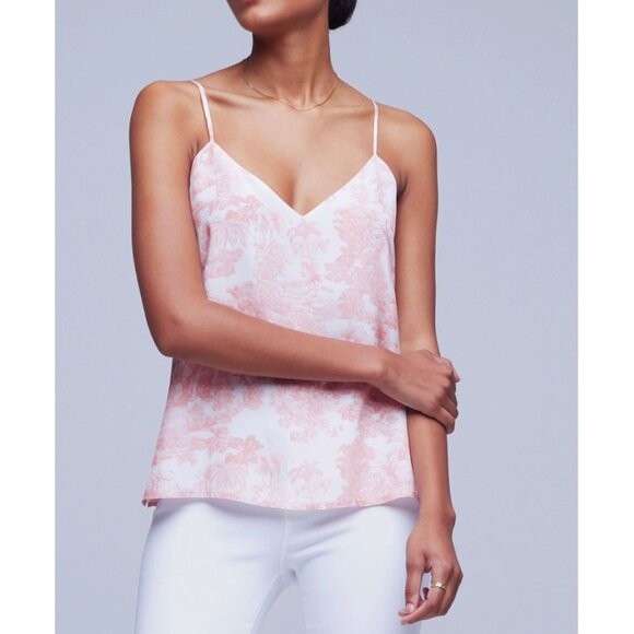 NWT L'AGENCE Jane Rose Tan Floral Print Silk Cami Tank Top Size Small - Picture 1 of 4